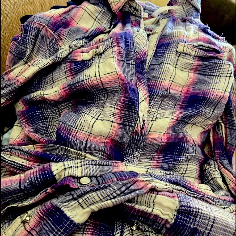 Never worn. Plaid with Pink and purple.